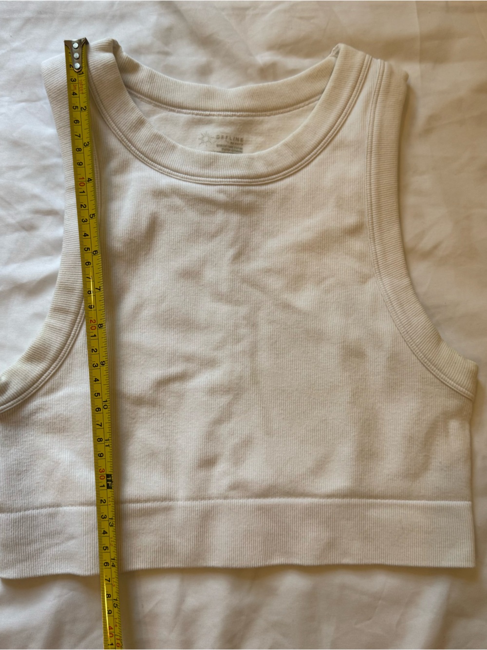 OFFLINE by Aerie White Seamless Ribbed Racerback Crop Tank Top Medium Gym Yoga - Picture 5 of 5
